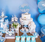 A Little Snowflake is on His Way Cake Topper, Winter Baby Shower Party Decor, Frozen Winter Christmas Snowflake Theme Baby’s 1st Birthday Baby Shower Party Decorations Supplies for Boy
