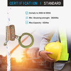 Fall Protection Rope Grab with Anti-Panic Feature, Auto-Trail Double Locking Rope Grabs Fall Arrester, Used with 5/8” Lifeline Rope, for Construction, Climbing, Comply to ANSI/OSHA