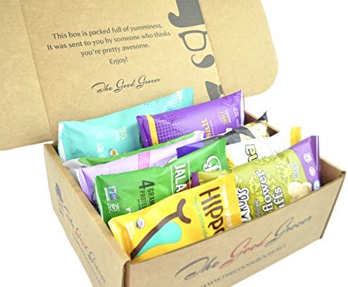 Deluxe VEGAN Snacks Care Package: Delicious Vegan Jerky, Protein Bars, Cookies, Chips, Puffs, Fruit & Nuts, Healthy Gift Basket Alternative, Snack Variety Pack, College Student Care Package