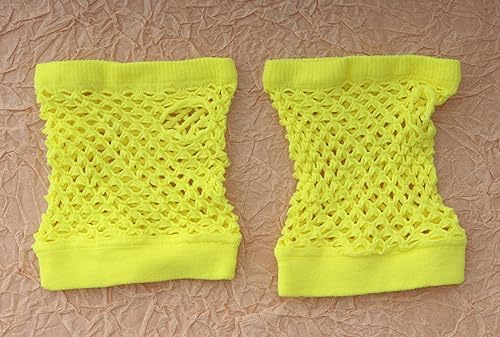 3 Pairs Fingerless Fishnet Gloves Neon Vintage Short Mesh Gloves for Women Girls Dress Up 70s Parties Costume