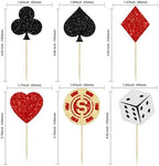 Ephlyn 24Pcs Casino Cupcake Toppers Poker Game Chips Player Las Vegas Theme Gambling Cupcake Picks Vegas Casino Night Poker Theme Birthday Party Cake Decorations Supplies