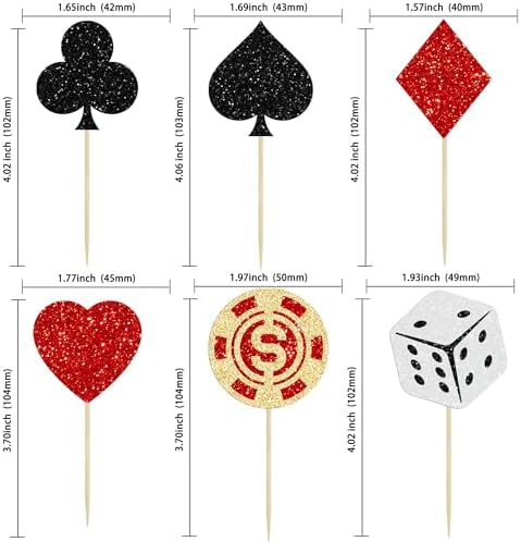 Ephlyn 24Pcs Casino Cupcake Toppers Poker Game Chips Player Las Vegas Theme Gambling Cupcake Picks Vegas Casino Night Poker Theme Birthday Party Cake Decorations Supplies