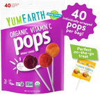 YumEarth Organic Vitamin C Pops Variety Pack, 40 Fruit Flavored Favorites Lollipops, Allergy Friendly, Gluten Free, Non-GMO, Vegan, No Artificial Dyes
