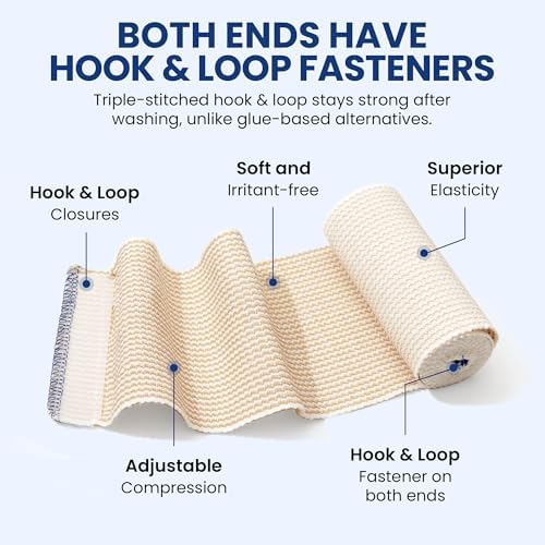 Primacare WB-7708 4 Inch Premium Elastic Bandage Wrap – 20 Pack Reusable Compression Bandages, Individually Wrapped Non-Slip Cohesive Wraps for Ankles, Wrists, Knees & First Aid