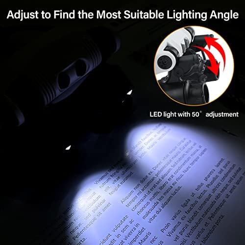 Hands Free Head Magnifying Glasses, Magnifier with Light, 1X, 2X, 3X, 5X, 6X, 8X, Ideal for Jewelry, Eyelash Extensions, Soldering, Craft, Cross Stitch
