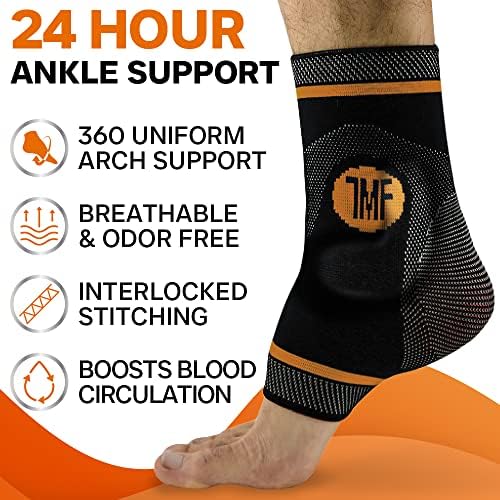 Treat My Feet Compression Ankle Brace with Silicone Ankle Support and Copper - Plantar Fasciitis Brace for Foot Pain & Achilles Tendonitis Relief - Ankle Brace for Women & Men - Large Size