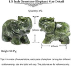 Gemstone Elephant Figurines 1PC, Green Jade Stone, Hand Carving Small Elephant Gifts Crystal Animal Figurines Green Jade Statues for Home Decor, Gift