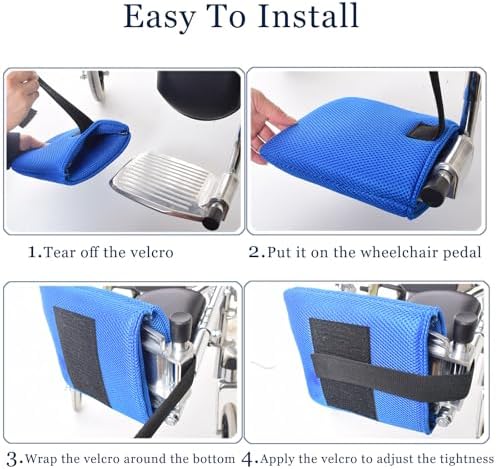 Non-Slip Pedal Protection Pad, Perfect Foot and Leg Rest, Wheelchair Accessory for Foot Rest Replacement. Wheelchair Mat Cover (1 Pair)(Blue)