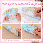 100pcs Flower Shaped Tea Party Napkins, Glazeal 2 Ply Vintage Floral Napkins Scalloped Guest Paper Napkins for Tableware Wedding Bridal Baby Shower Tea Birthday Party