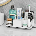 Boperzi Electric Toothbrush Holders with Cord Slots: Detachable Toothbrush and Toothpaste Holders, Large Tooth Brush Storage Caddy Set Drainage, Anti-Slip Bathroom Counter Organizer for Family, Kids