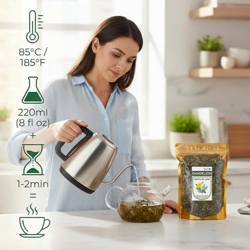 Organic Dandelion Loose Leaf Root Tea - Diente de Leon Hierba for Liver Detox & Kidney Support - 3 oz (85g) Traditional Herbal Infusion - 100% Natural Herbal Tea, Vegan, Non-GMO, Caffeine-Free