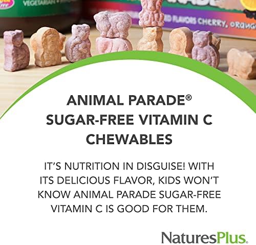 NaturesPlus Animal Parade Sugar-Free Children's Vitamin C, Natural Orange Juice Flavor - 90 Chewable Animal Shaped Tablets - Immune Support - Gluten Free - 45 Servings