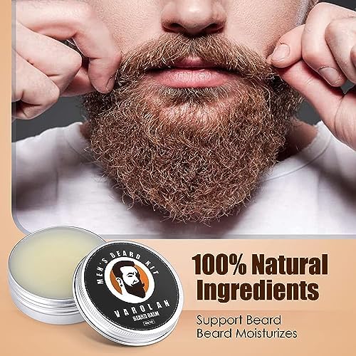 Varolan Beard Growth and Grooming Kit - Growth Oil (2Oz), Balm, Comb, E-book, Storage Bag, Mustache Mens Gift Set for Him