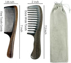 YunZh Buffalo Horn Comb Fine Tooth and Wide Tooth Wooden Comb for Women Men, 2PCS