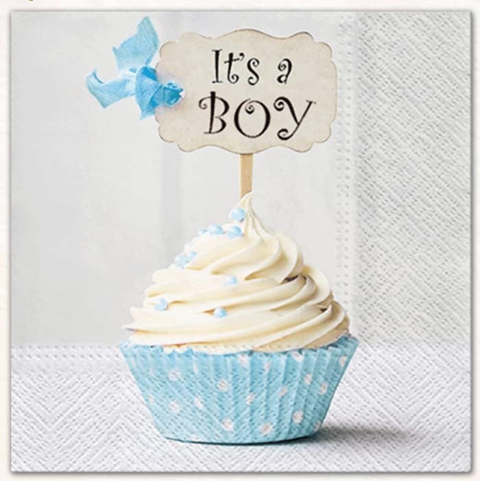 Baby Shower Napkins for Boy Blue | Paper Napkins 20 Count 3-Ply Tissue | Decoupage Lunch Dinner Disposable Napkins -13" x 13" (Unfolded) It's a Boy