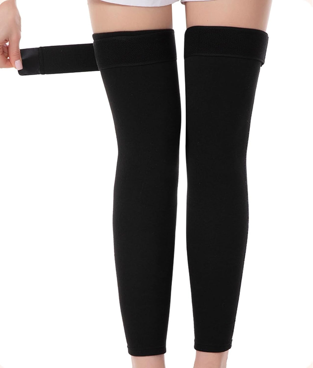 PURFUN Winter Thermal Long Leg Warmers with Bandage, Men Women Olders Lightweigh Stretchy Knee Braces Ski Cycling Leg Sleeves