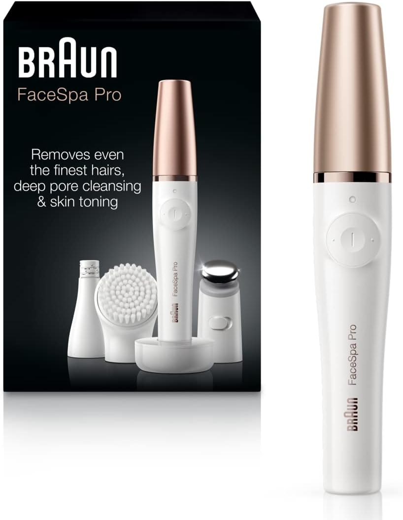 Braun Face Epilator Facespa Pro 911, Facial Hair Removal for Women, Hair Removal Device, 3-in-1 Epilating, Cleansing Brush and Skin Toning with 3 Extras