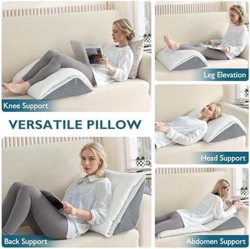 Shinnwa Knee Wedge Pillow, Patented Convertible Knee Pillow for Back Sleeping, Dual-Layer Memory Foam Triangle Pillow for Legs Post Surgery, Knee Support, Leg Elevation, Back Pain Relief
