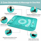 Foot Massage Mat with Two Massage Balls, 5-Zone Acupressure & Reflexology Mat for Various Stimulation, Portable Pressure Point Pad for Feet Relaxation, Pain, Fatigue Relief((Lake Blue)