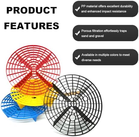 Sun Walker 2PCS Car Wash Bucket Insert, Plastic Vehicle Wash Dirt Guard Insert for Removing Dirt Debris, Auto Detailing Washing Tool Debris Collector Fit 12 Inch Diameter Buckets (Black+Red)