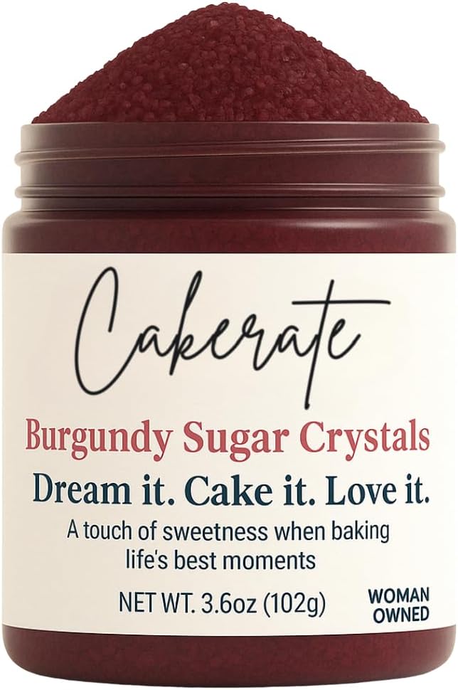 Burgundy Sugar Crystals | Ideal Decoration Solution for Cakes, Cookies, Cupcakes & Desserts | Sugar Crystals for Baking Topping | Adds Crunch & Shine to Every Sweet Treat - 3.6 oz