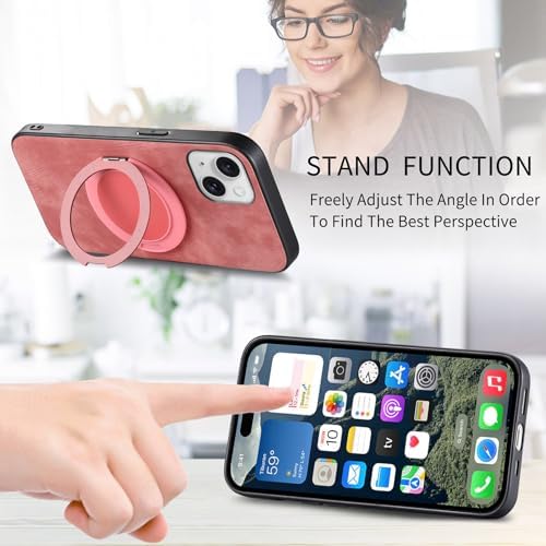 Case Compatible with Oppo A76 4G,Compatible with Oppo A76 4G CPH2375 Built-in Magnet [PC+TPU+PU] 3 in 1 Two-Way Kickstand Anti-Drop Cover Pink