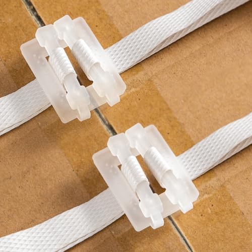 100 Pack Box Packing Strapping Buckles Plastic Manual Banding Clip Gripper Seals for Packaging Strapping Banding Roll Polyester Strapping 1/2 Inch Strap Coil Polyester Pull Tape Pull Webbing