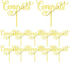 12 Pcs Congrats Cake Topper,Gold Acrylic Celebration Cake Topper,Congrats Grad/Birthday/Wedding/Anniversary/Engagement/Retirement/Graduation Party Decoration Supplies