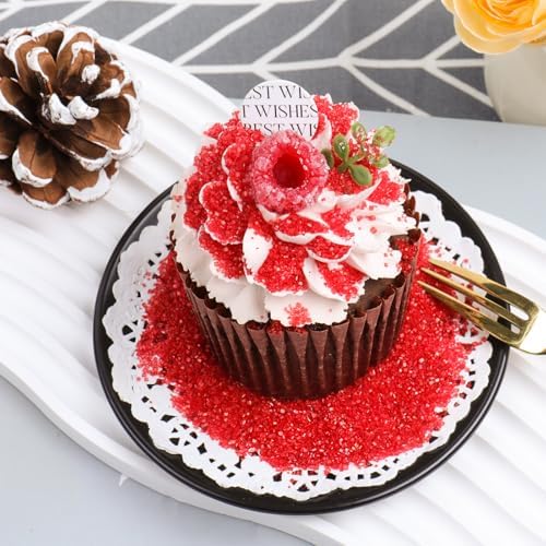 Red Sprinkles Sanding Sugar for Baking, 6.35 oz Edible Sparkling Sugar Crystals for Cake Cupcake Cookie Ice Cream Topping