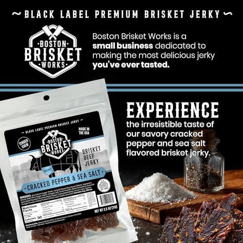 Boston Brisket Works - Black Label Premium Beef Brisket Jerky - Black Pepper & Sea Salt Flavor