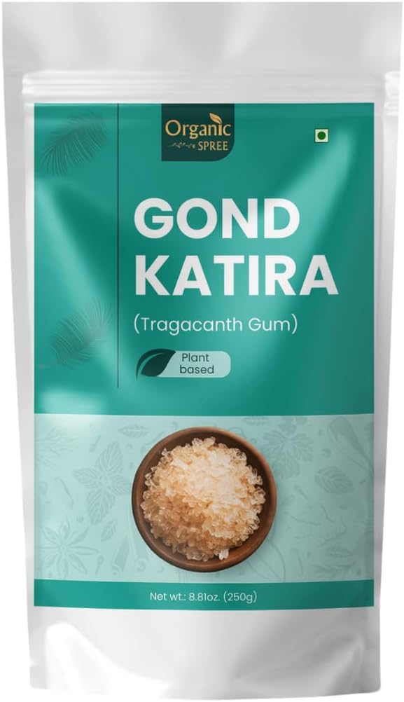 Organic Spree Gond Katira – Pure Tragacanth Gum - Gomme adragante - Goma Tragacanto | 8.81 oz (250 gm) | Natural Hydrating & Plant-Based Herbal Gum* | Traditional Ayurvedic Ingredient