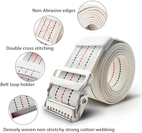 10 Packs Transfer and Gait Belts with Metal Buckle and Belt Loop Holder - Standing and Transfer Walking Assist Aid for Seniors, Elderly Patients, Caregiver, Nursing, Therapist, 60 inch