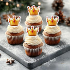 50 PCS Edible Crown Cupcake Toppers Wafer Paper Crowns Cupcake Picks Edible Crowns Prince & Princess Birthday Party Decorations for Crown Theme Birthday Party Decoration Supplies