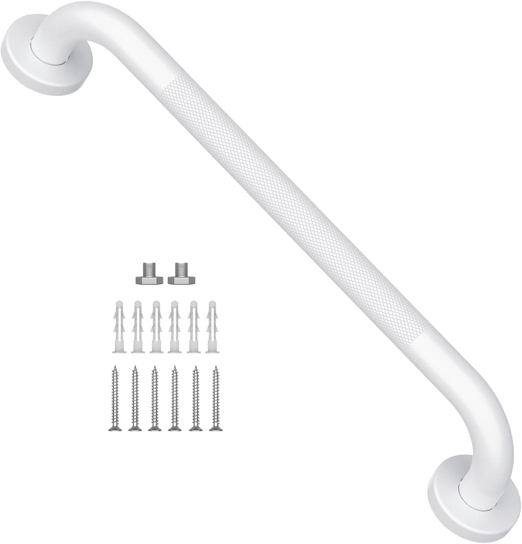 16 Inch Oil Rubbed White Grab Bar w/Anti-Slip knurled Grip, iMomwee Stainless Steel Wall Mount Bathroom Safety Handrail Support, Shower Balance Bar, Handicap Elderly Senior Assist Textured Bath Handle