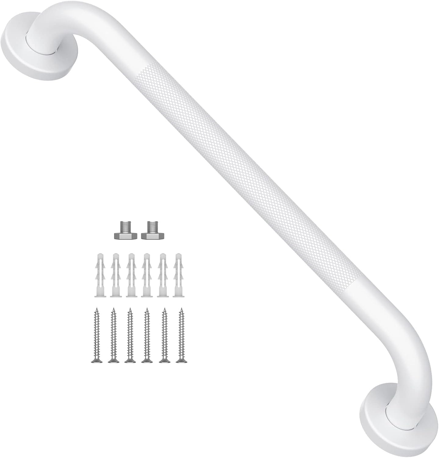 16 Inch Oil Rubbed White Grab Bar w/Anti-Slip knurled Grip, iMomwee Stainless Steel Wall Mount Bathroom Safety Handrail Support, Shower Balance Bar, Handicap Elderly Senior Assist Textured Bath Handle