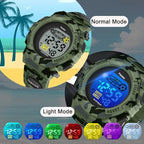 Kids Watch Digital for Boys-Waterproof Kids Sports Watch with Light, Alarm&Snooze,Stopwatch Military Design Silicone Band Gift for Birthdays,Christmas Outdoor Activities(8+ Years)