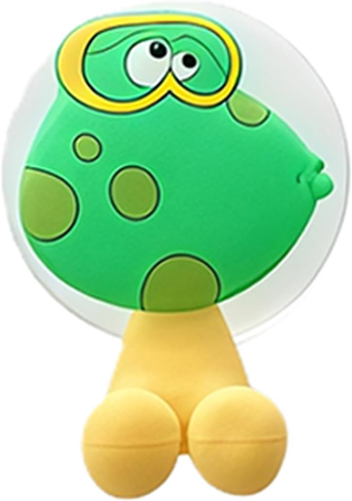Animal Suction Cup Toothbrush Holder - Wall Mount Bathroom Organizer for Kids, Adhesive Hook Set for Smooth Surfaces in Shower, Kitchen, Office (Frog)