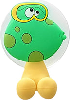 Animal Suction Cup Toothbrush Holder - Wall Mount Bathroom Organizer for Kids, Adhesive Hook Set for Smooth Surfaces in Shower, Kitchen, Office (Frog)