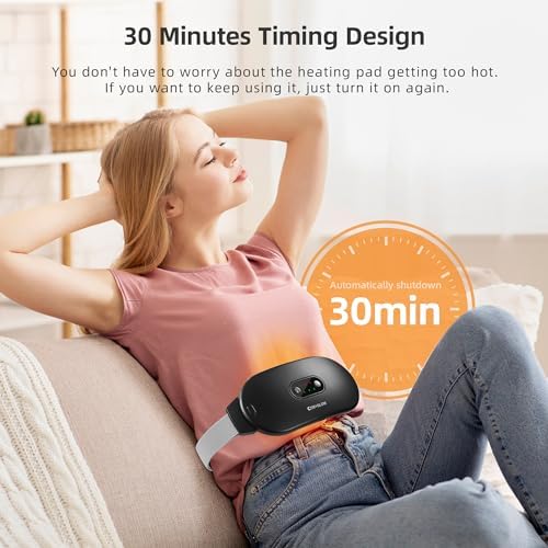 Portable Cordless Heating Pad:COSYGLOW 6 Heat Levels 6 Massage Modes, 3S Fast Heating, Electric Heating Pad,Gifts for Women(Black)