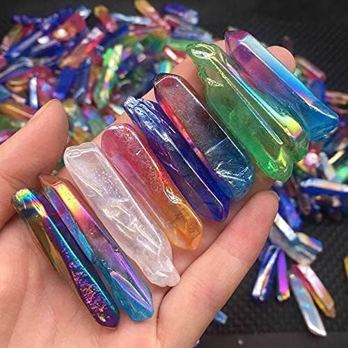 Acxico 100g Titanium Rainbow Aura Lemurian Quartz Crystal Point Healing