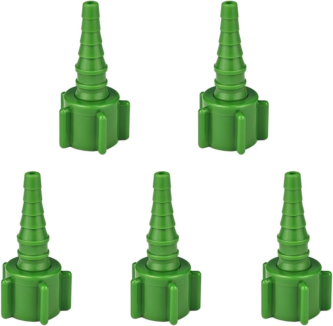 Oxygen Tubing Swivel Nipple Connectors, Pack of 5, Green Christmas Tree Connectors Fit for Oxygen Concentrator, Oxygen Cylinder Regulators and Flow Meters