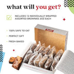 David’s Cookies Assorted Brownies – 12 Pcs (2 oz Each) Freshly Baked Gourmet Brownie Snacks in Carton Gift Box – Great for Sharing, Parties & Dessert Gifting