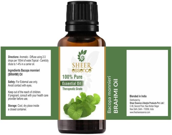 Brahmi Oil -(Bacopa Monniera)- 100% Pure Natural Undiluted Uncut Therapeutic Grade Oil 1.69 Fl.OZ