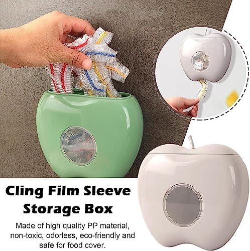Thickened Cling Film Sleeve Storage Box With 200pcs Plastic Wrap, Plastic Food Wrap Bag Storage Organizer, Multifunctional Wall-Mounted Kitchen Organizer for Fresh Keeping Bag (GREEN)