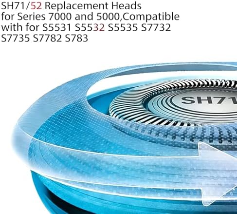 SH71/52 Replacement Heads for Philips Norelco Shaver Series 7000 and 5000,Compatible with noreclo Shaver, Blades for S5531 S5532 S5535 S7732 S7735 S7782 S783,6Pack
