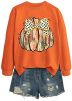 QYZ-Top Fall Pumpkin Sweatshirt for Women Pumpkin Pullovers Halloween Thanksgiving Long Sleeve Shirt Tops