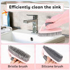 CALBEAU Toilet Brush, 2 Pack Toilet Scrubber Brush and Holder Set Bathroom Accessories, 14 Pcs Bathroom Cleaning Kit, Pink Toilet Bowl Brush and Holder with 5 Brush for Bathroom Bathtub Washbasin
