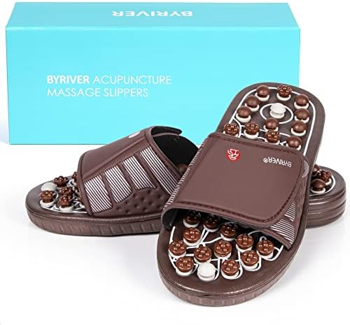 BYRIVER Under Desk Foot Massager Footrest Acupressure Slippers Sandals Shoes Mat for Men Women, Relieve Plantar Fasciitis Neuropathy Pain, Stress Relief Massager, Gifts for Runners (03XS)