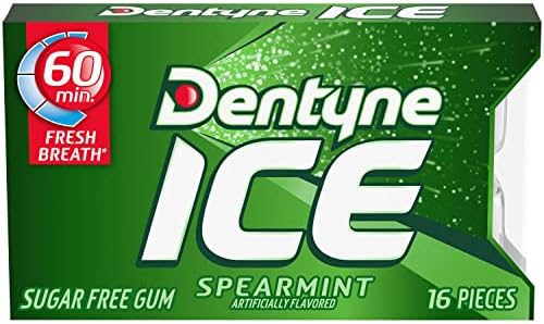 Dentyne Ice Spearmint Sugar-Free Chewing Gum, 9 Packs of 16 Pieces (144 Total Pieces)