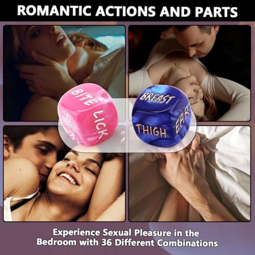 Romantic Naughty Dice Set for Adults Couple Funny Dice Couples Game for Anniversary Valentines Wedding Gift, Sex Games for Couples Positions Fun Kinky Sets, Couple Game Choices, 36 Ways to Play